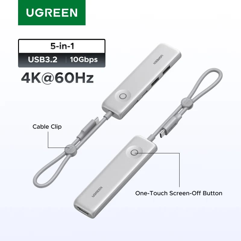 Hub USB-C dengan HDMI 4K, Data 10Gbps, dan Kunci Skrin