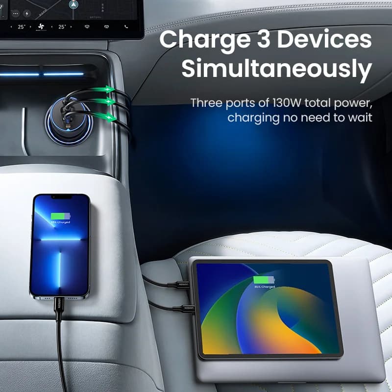 Pengecas Kereta Pantas USB-C 130W, PD3.0