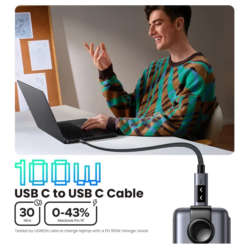 Kabel USB-C ke USB-C, PD 100W, 0.5-3m