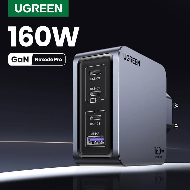 Pengecas Dinding USB-C GaN 160W, PD3.1