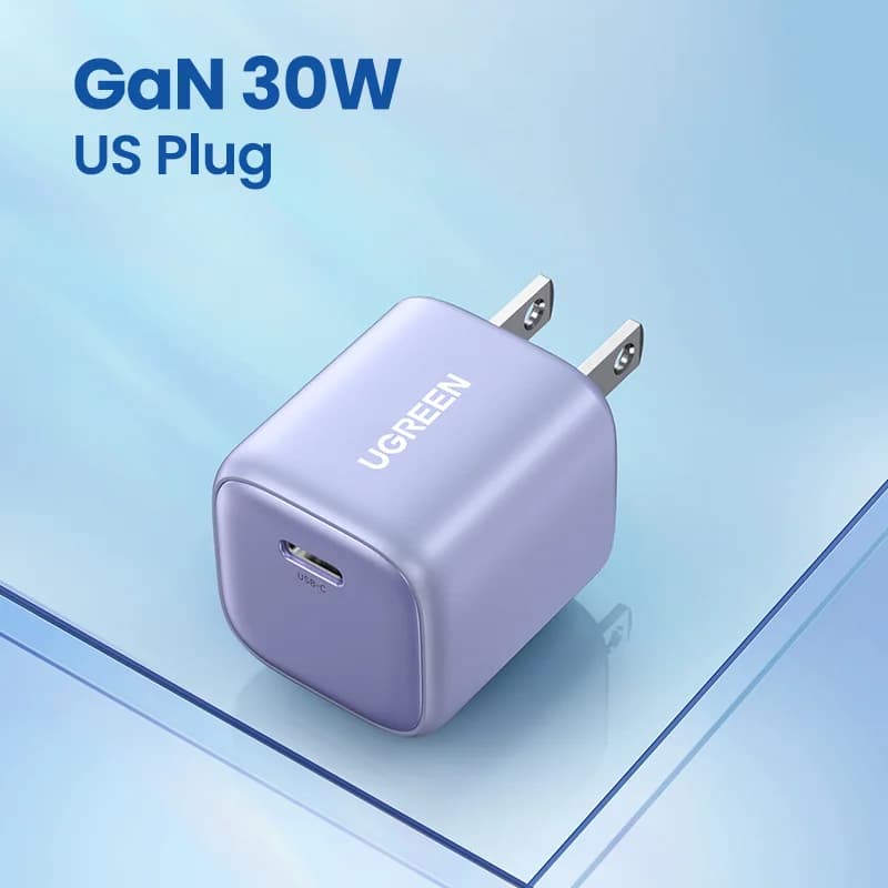Pengecas Pantas GaN 30W dengan PD3.0 untuk iPhone dan Android