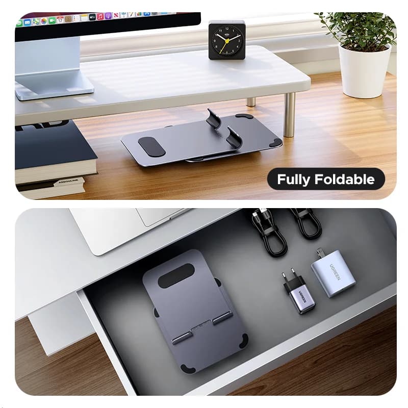 Pemegang Tablet dan Telefon Aluminium Boleh Diputar 360°