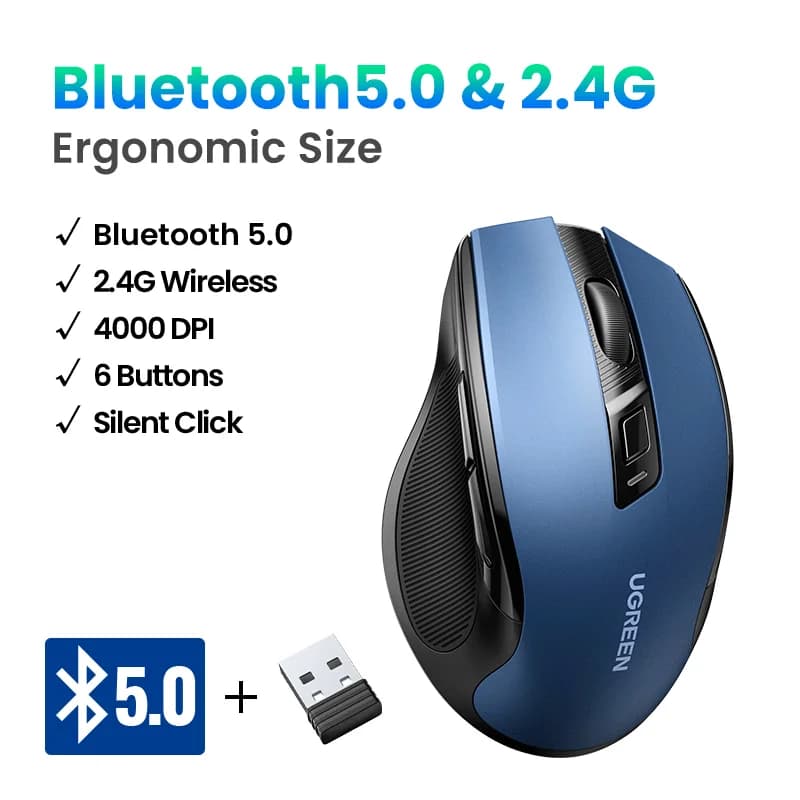 Tetikus Wayarles Ergonomik, Bluetooth, 4000 DPI