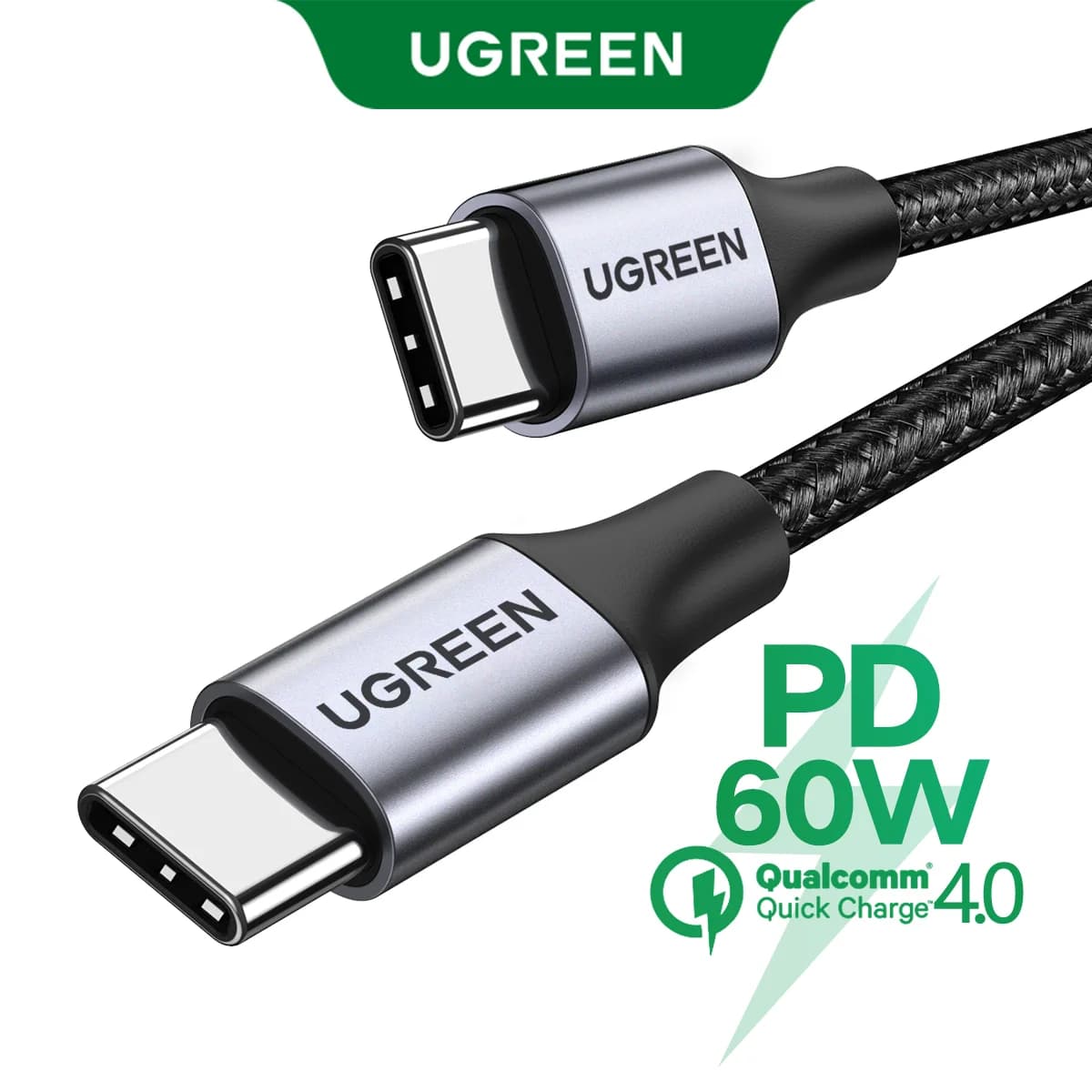 Kabel USB-C ke USB-C, Pengecasan Pantas PD 3.0 60W