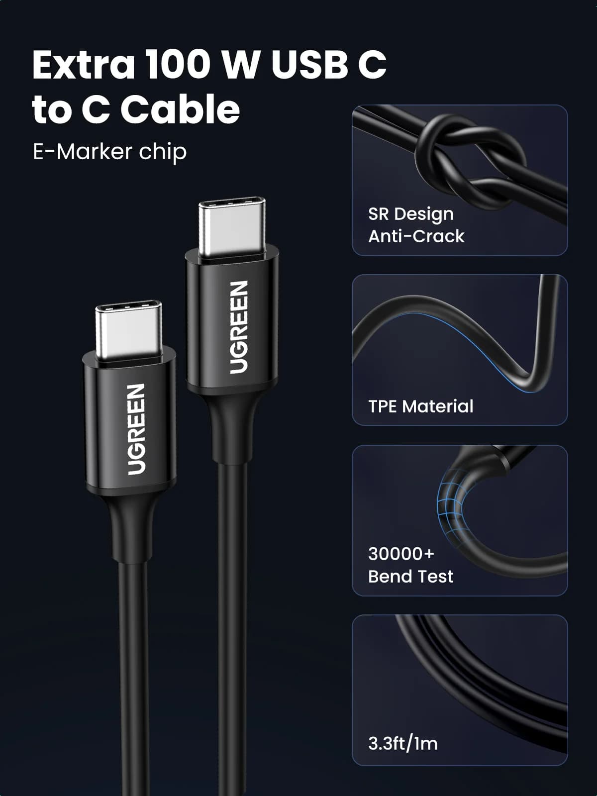 Pengecas Kereta Pantas USB-C 130W dengan Kabel PD