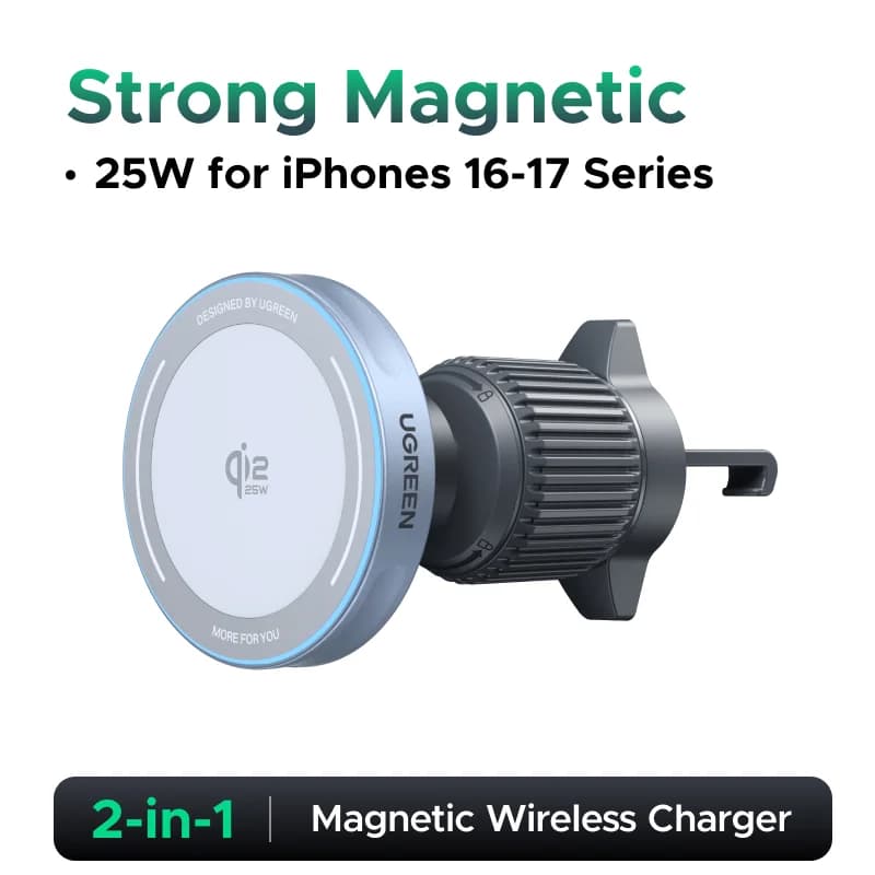 Pengecas Kereta Wayarles Magnetik Qi2.2, 25W