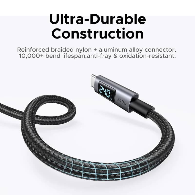 Kabel USB-C 240W dengan Paparan Kuasa Digital