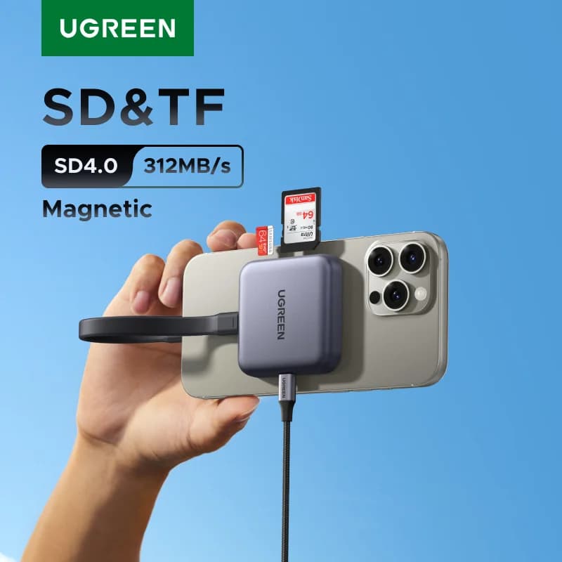 Pembaca Kad SD & TF USB-C Magnetik, 312MB/s