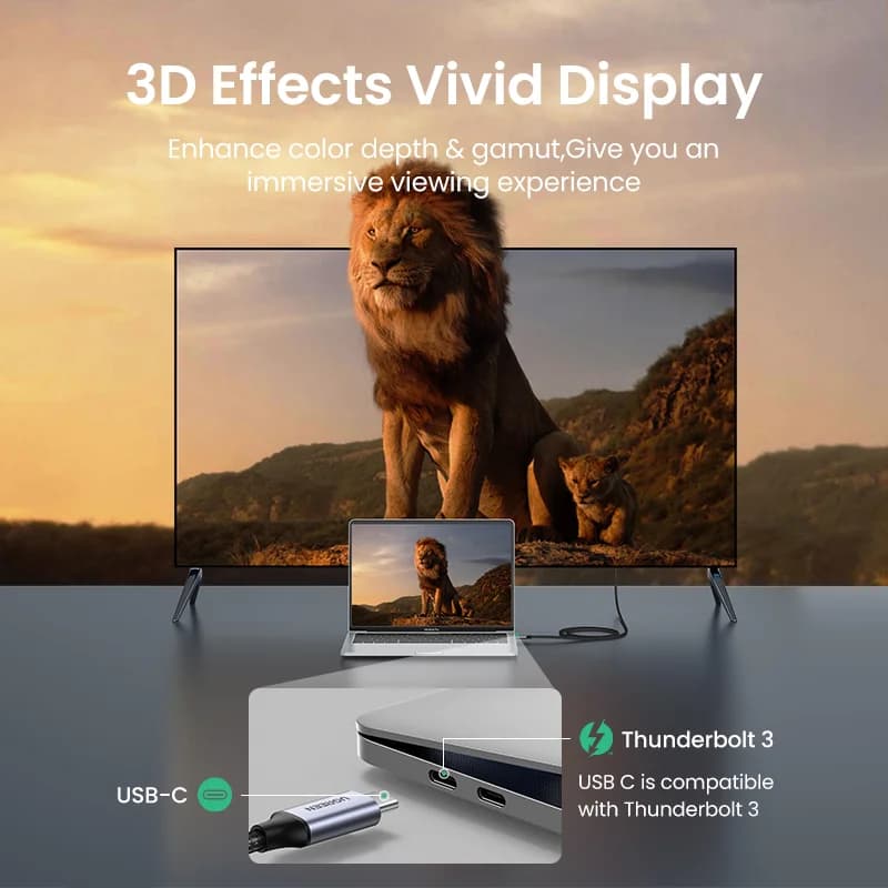 Kabel USB-C ke HDMI, Penyesuai Video Resolusi 4K
