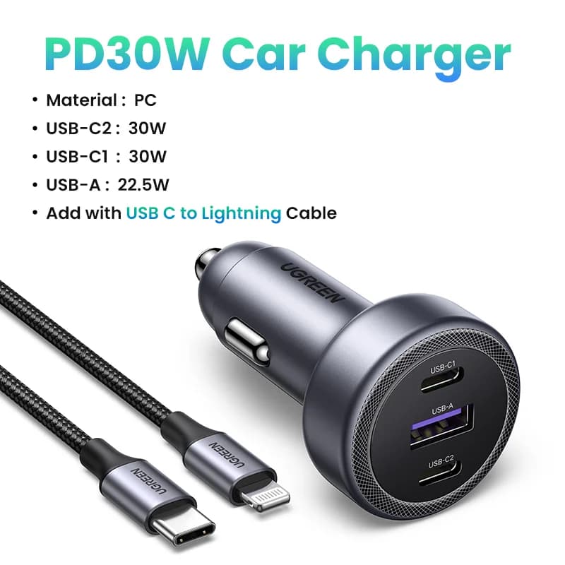 Pengecas Kereta USB-C PD 30W