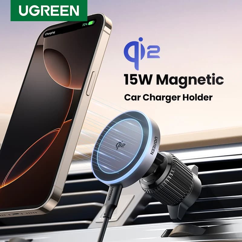 Pengecas Wayarles Magnetik Kereta Qi2 15W untuk iPhone