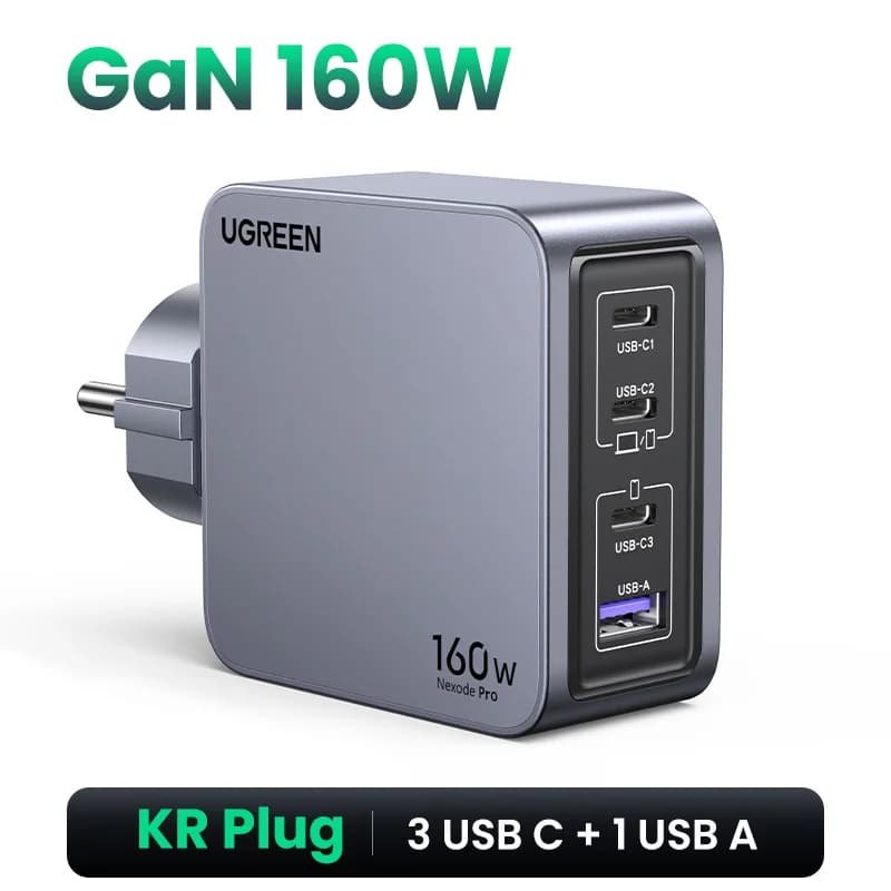 Pengecas USB-C GaN 160W dengan Plug Korea