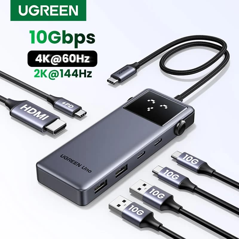 Hub USB-C 6-dalam-1, 4K60Hz, PD 100W