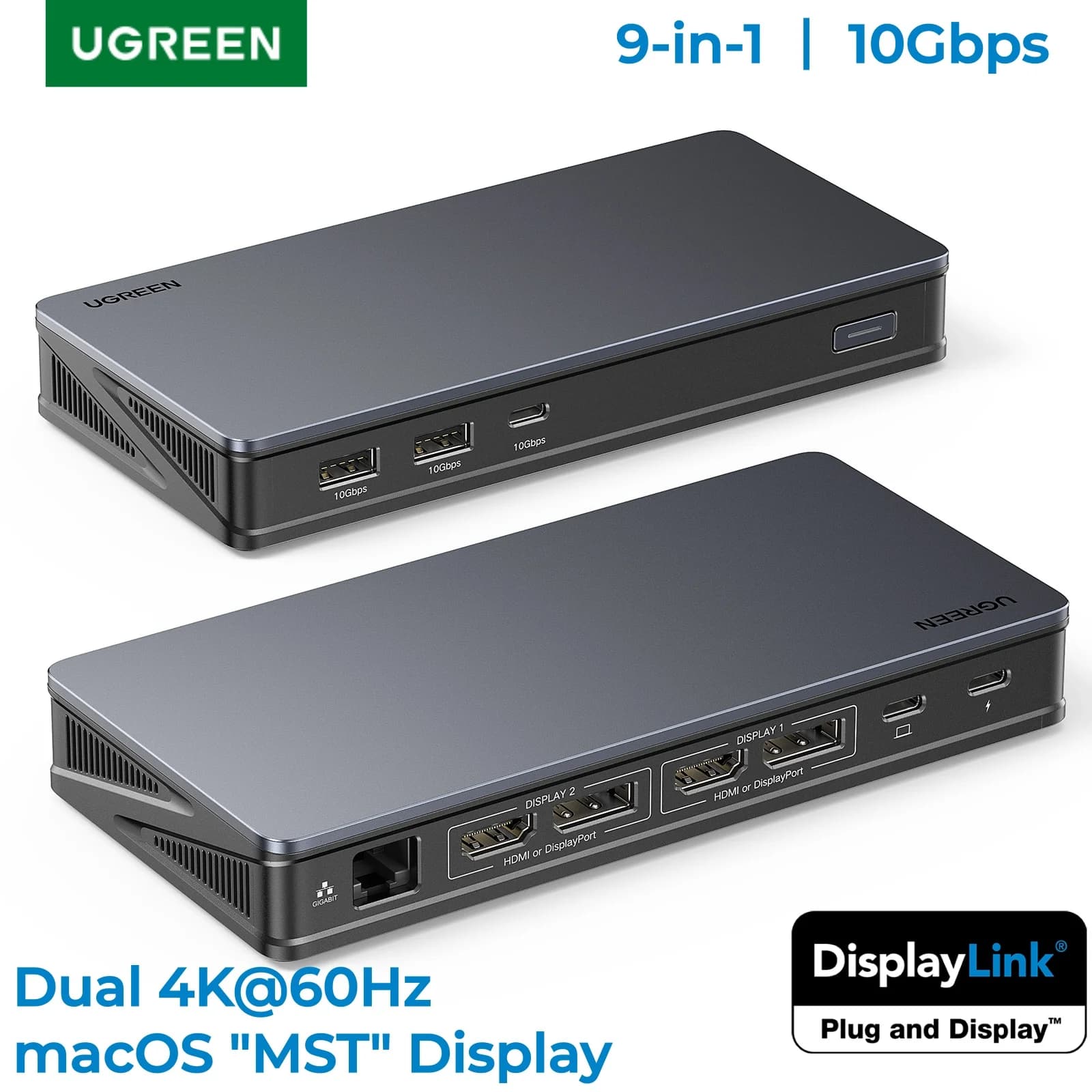 Stesen Docking DisplayLink dengan HDMI dan DP Dual 4K
