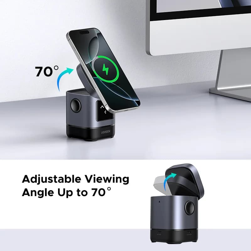 Tapak Pengecasan Wayarles Magnetik Qi2 15W Dengan Kabel