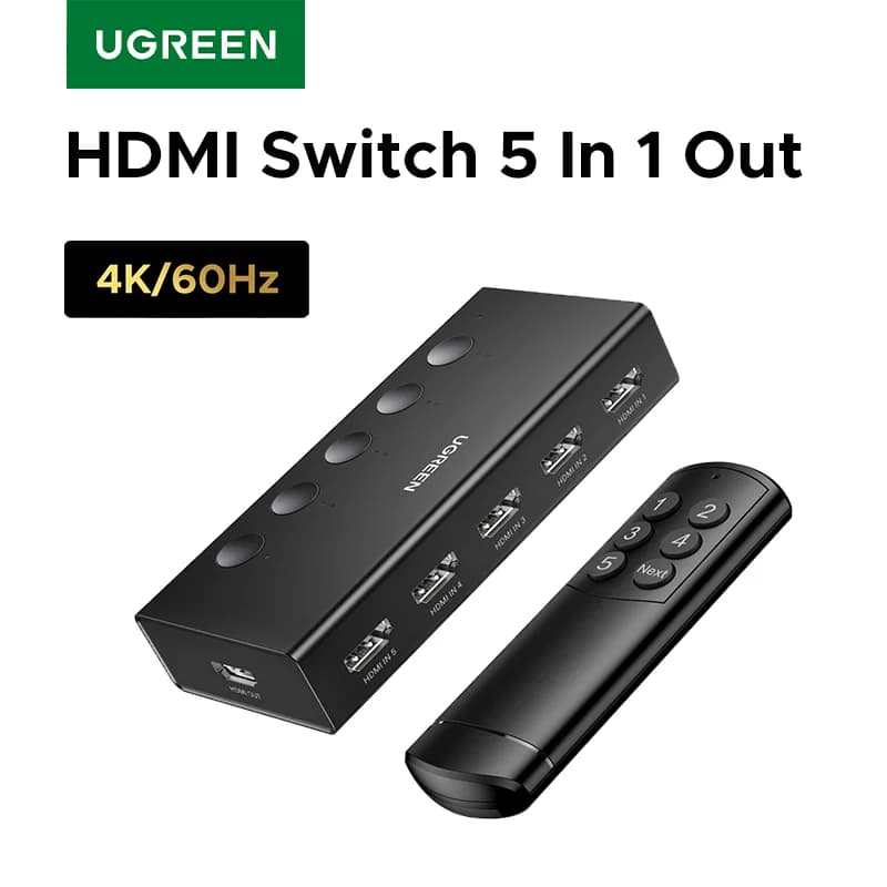 Suis HDMI 4K 5-Port dengan Alat Kawalan Jauh