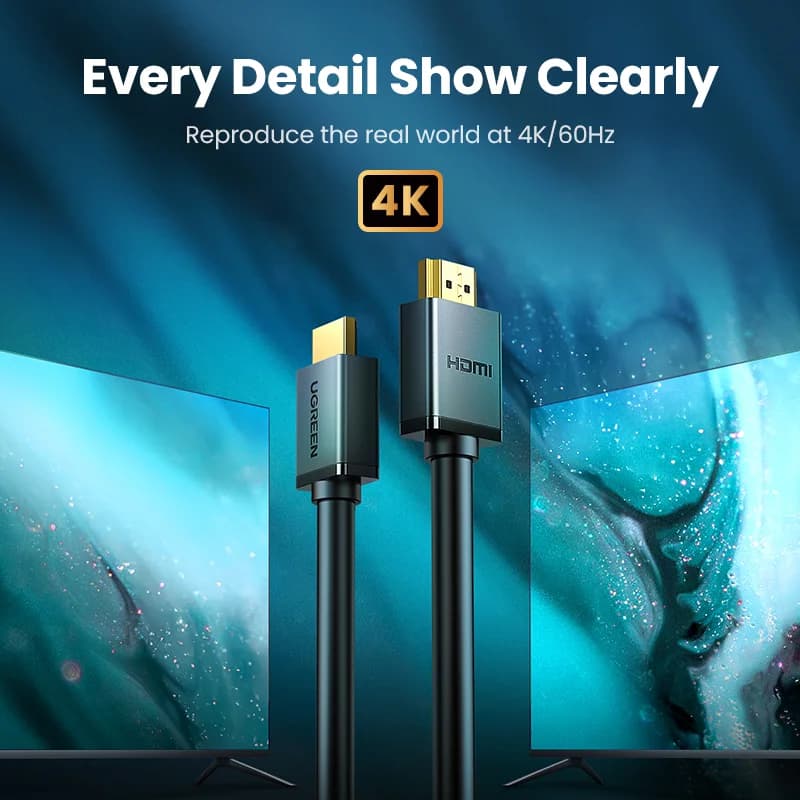Kabel HDMI Kelajuan Tinggi, 4K 60Hz, Bersalut Emas