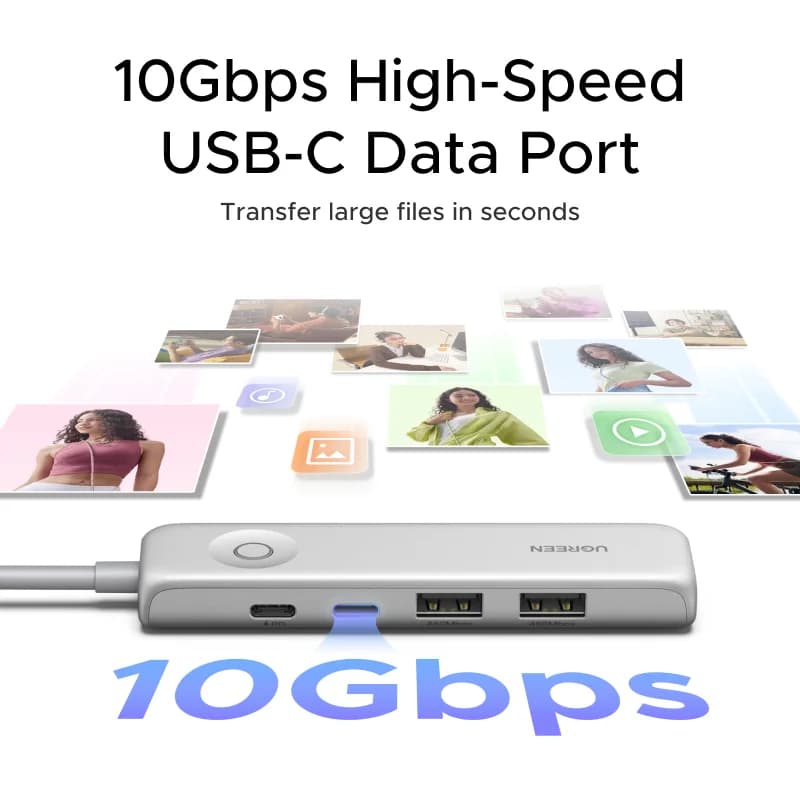 Hub USB-C dengan HDMI 4K, Data 10Gbps, dan Kunci Skrin