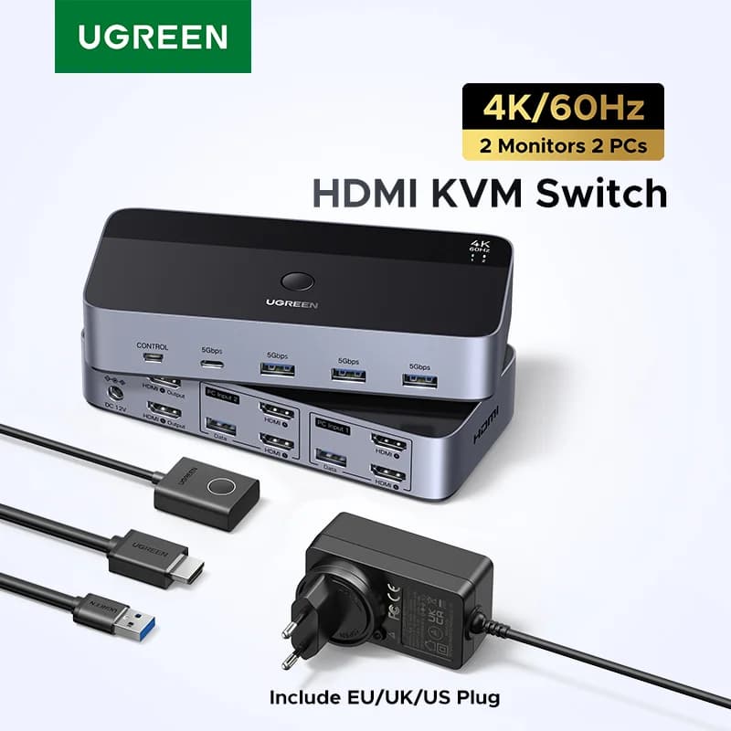 Suis KVM Monitor Berganda dengan HDMI dan USB-C