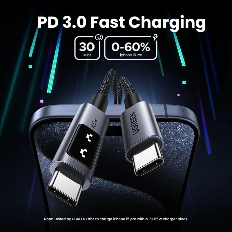 Kabel USB-C ke USB-C, PD 100W, 0.5-3m