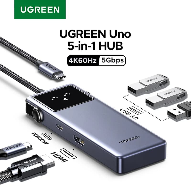 Hub USB-C 5-dalam-1 dengan HDMI 4K dan PD100W