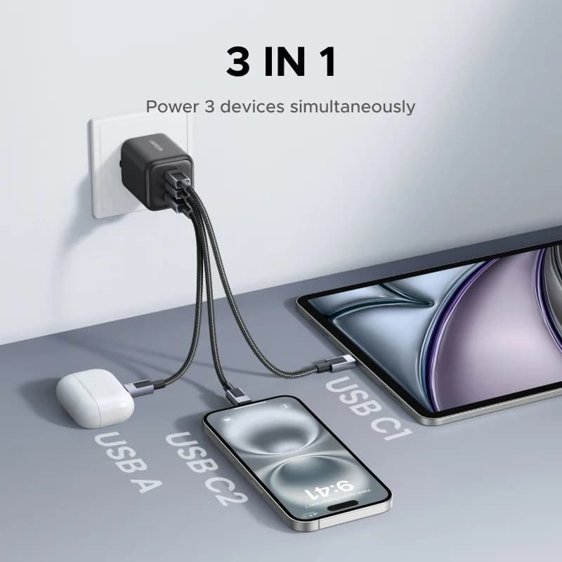 Pengecas Dinding GaN USB-C 45W, Palam EU