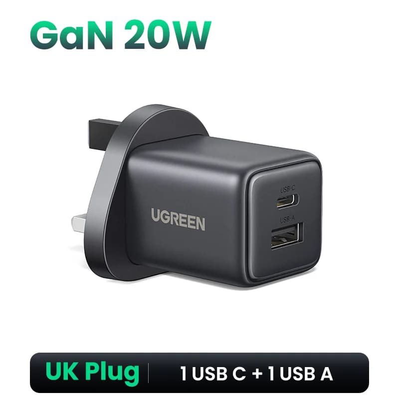 Pengecas Pantas Mini GaN USB-C 30W dengan Palam UK