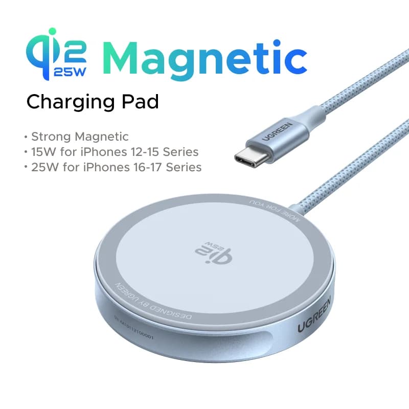 Pad Pengecasan Wayarles Magnetik Qi2 25W
