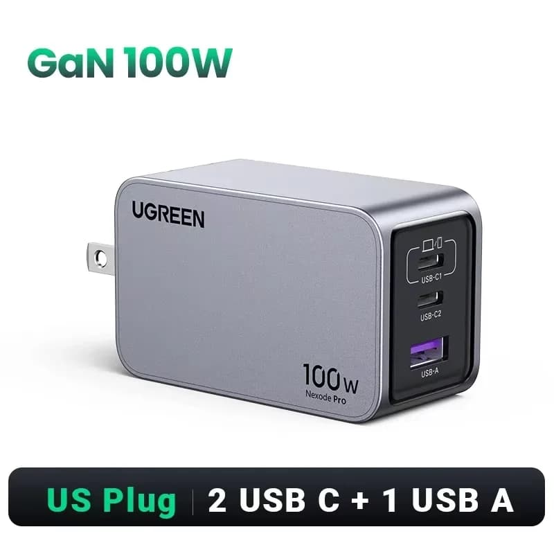 Penyesuai Dinding GaN USB-C 100W, QC4.0