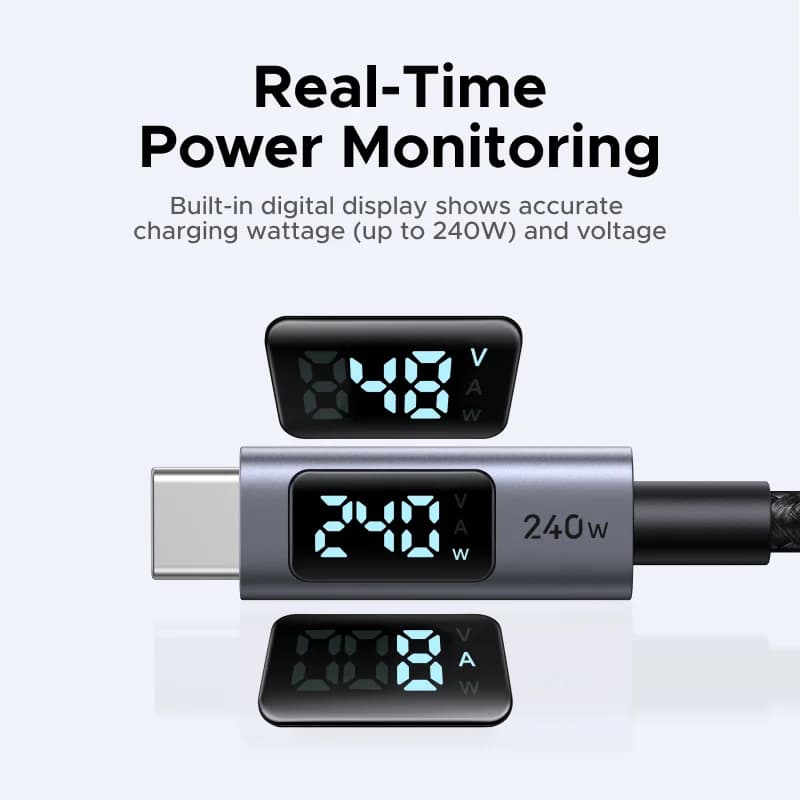 Kabel USB-C 240W dengan Paparan Kuasa Digital