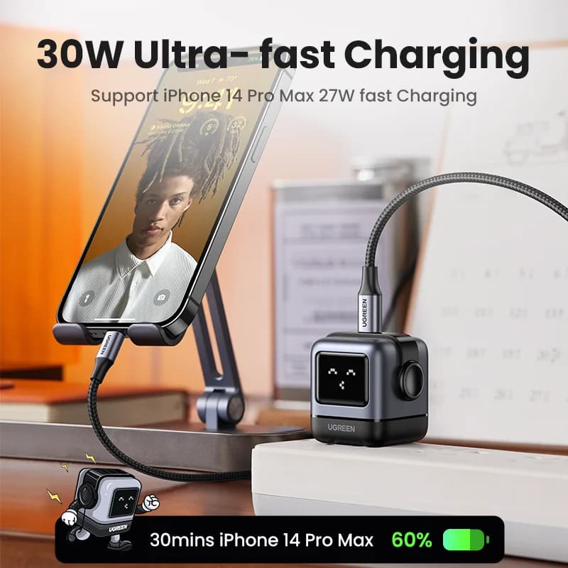 Pengecas Pantas GaN USB-C 30W/65W dengan PPS