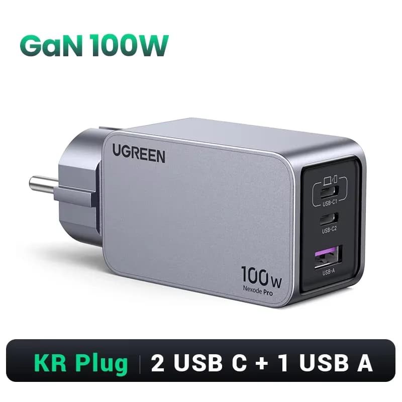 Penyesuai Dinding GaN USB-C 100W, QC4.0