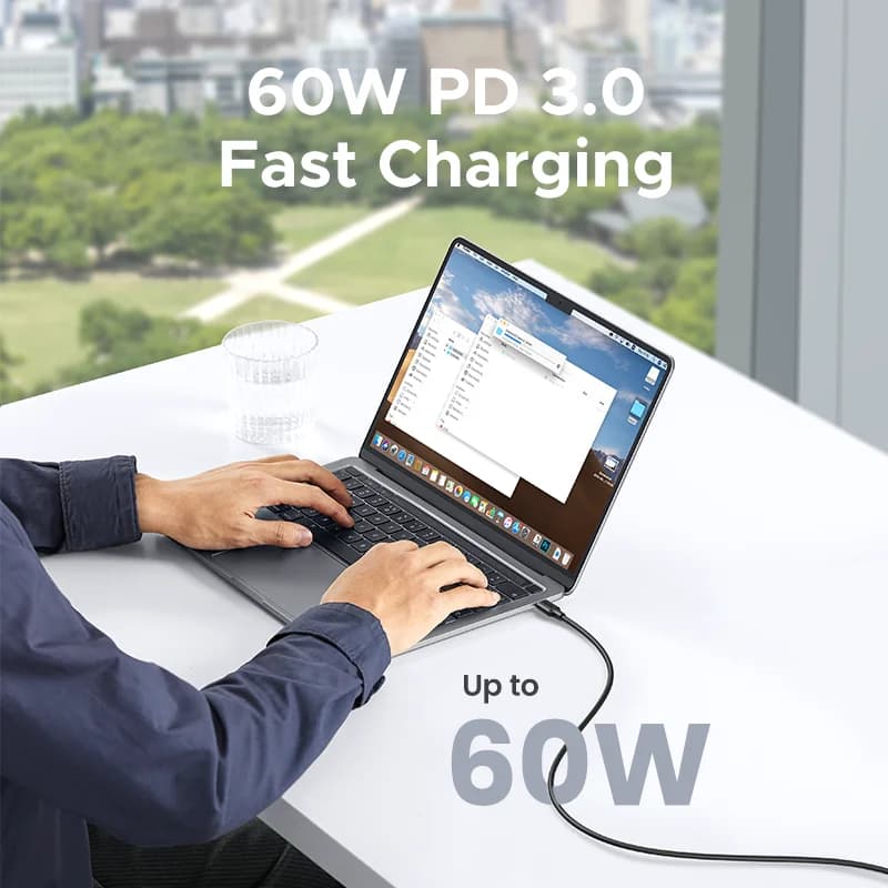 Kabel USB-C ke USB-C, Pengecasan Pantas PD 60W