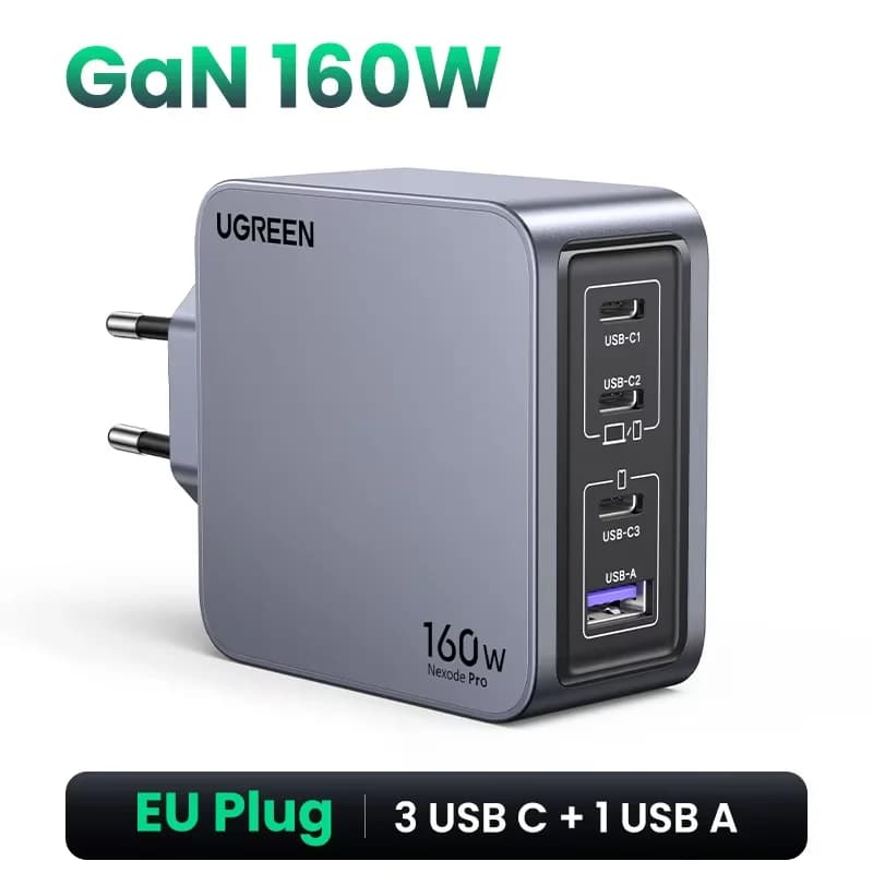 Pengecas Dinding USB-C GaN 160W, PD3.1