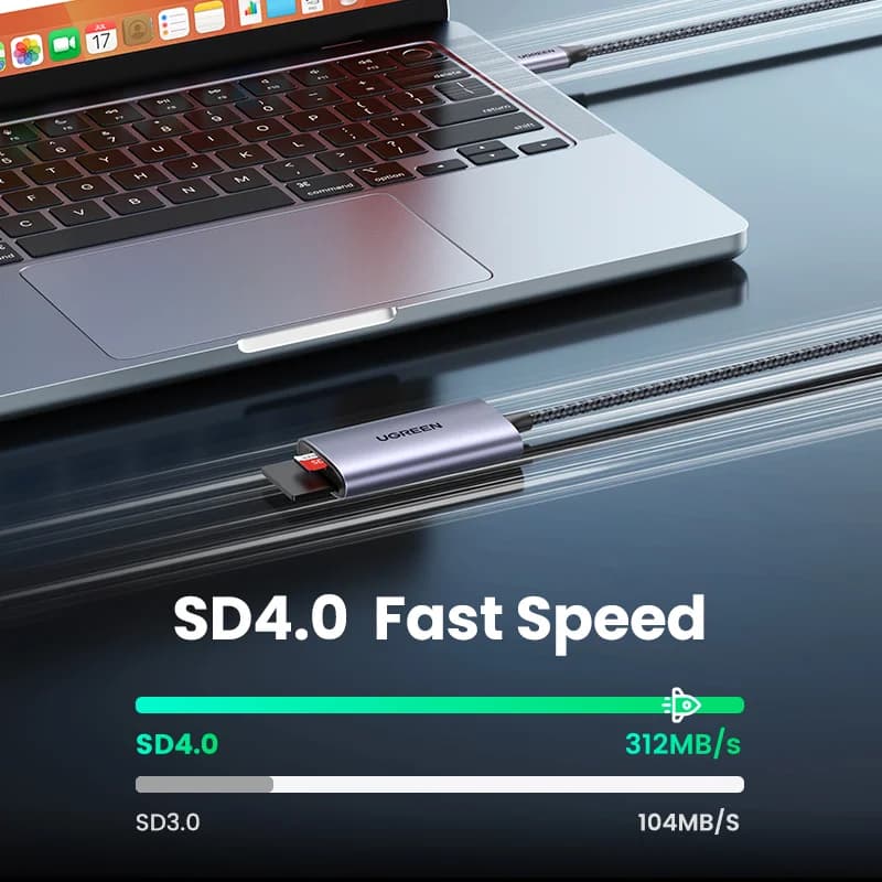 Pembaca Kad SD dan MicroSD USB-C, Kelajuan 312MB/s