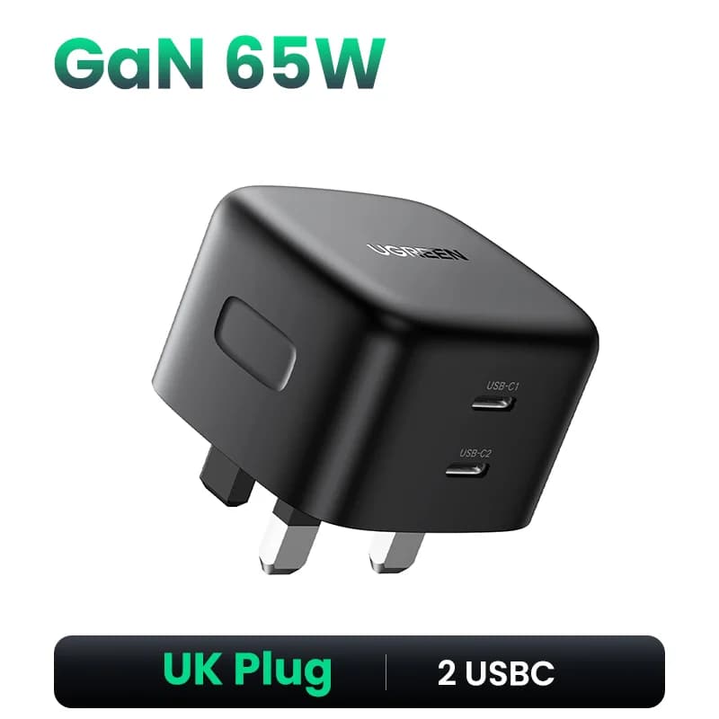 Pengecas Pantas GaN USB-C 100W, Plug UK