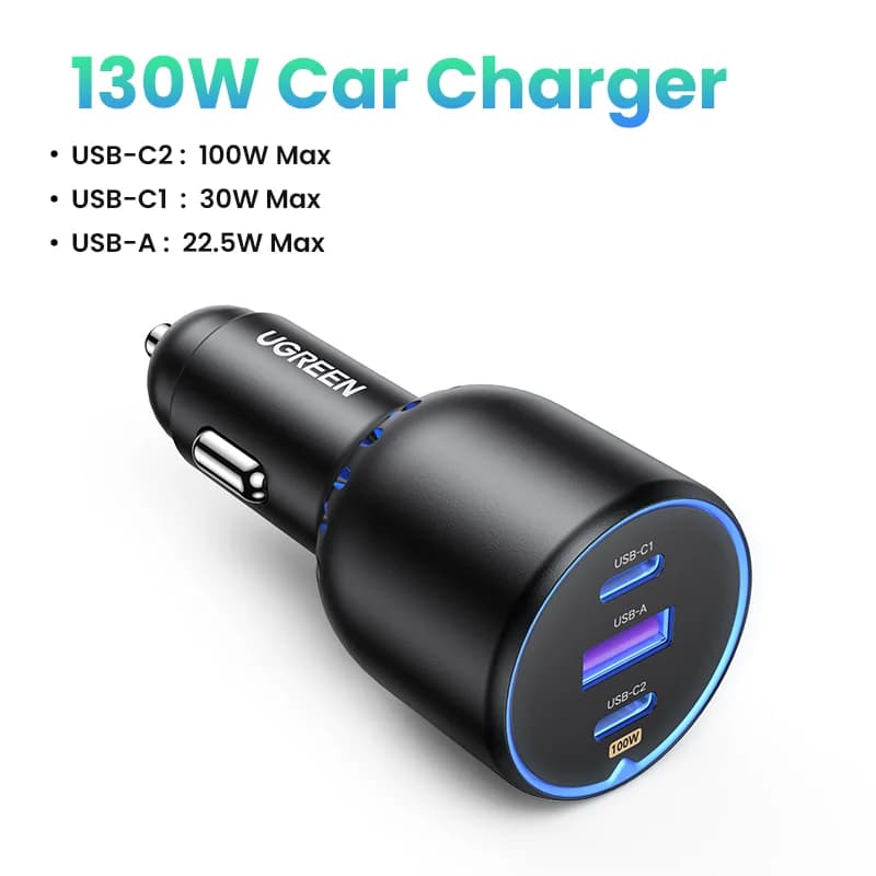 Pengecas Kereta Pantas USB-C 130W, PD3.0