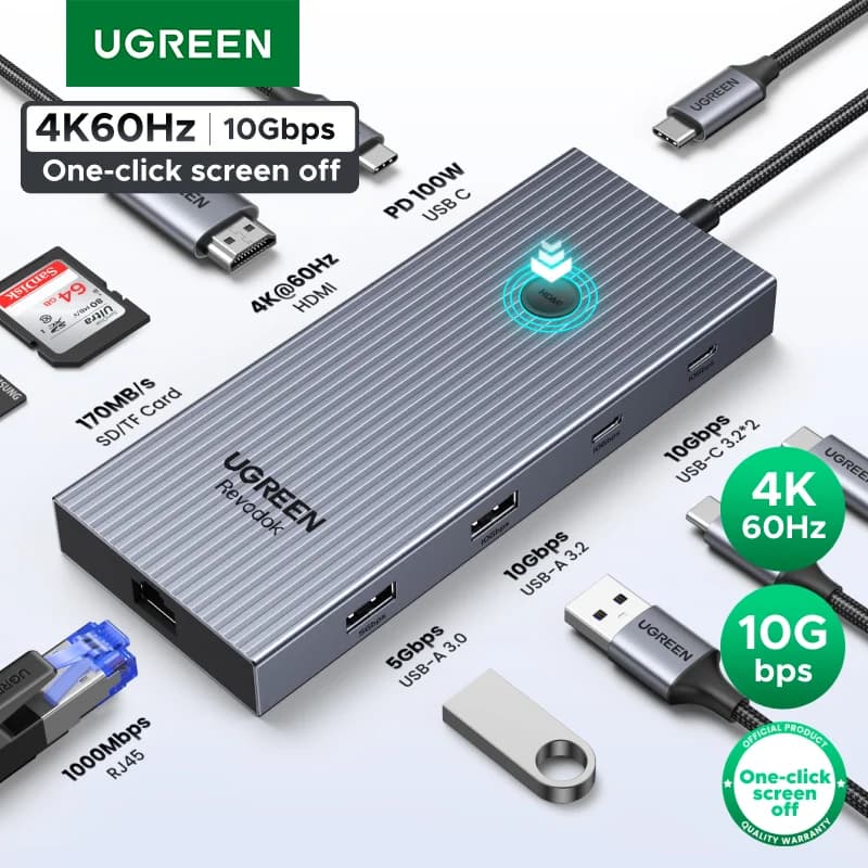 Hub USB-C dengan HDMI 4K, Ethernet, dan PD 100W