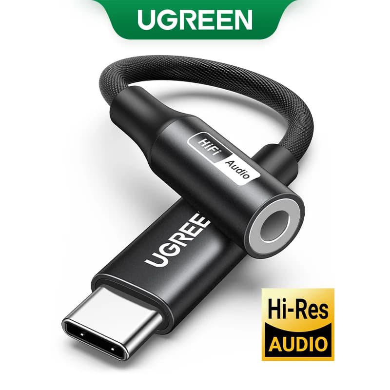 Adapter Audio AUX 3.5mm ke USB-C dengan Cip DAC