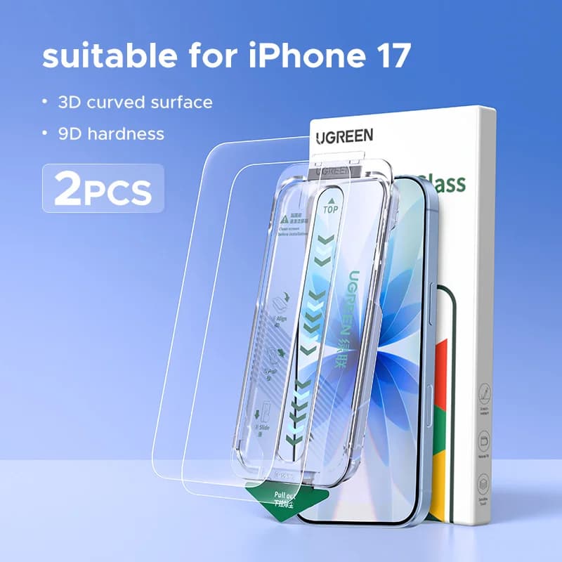 Pelindung Skrin Kaca Tempered untuk iPhone, Pek 2 Unit