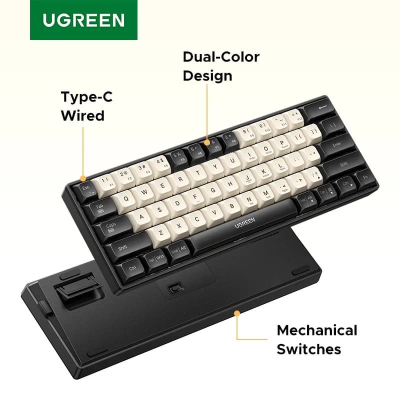 Papan Kekunci Mekanikal Berkabel 61-Kunci dengan Keycap PBT