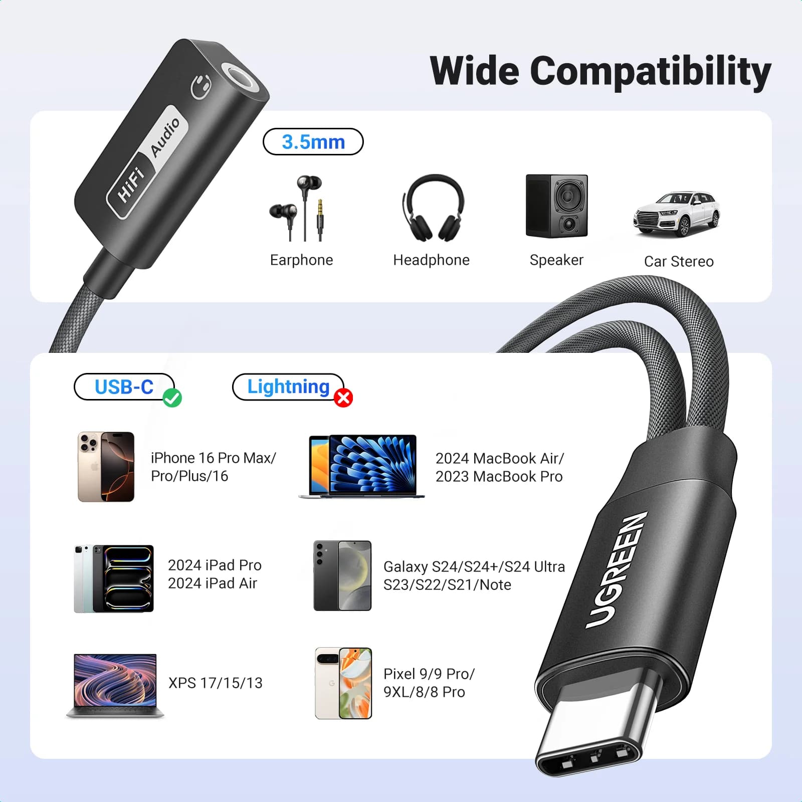 Penyesuai Headphone USB-C dan Pengecasan PD