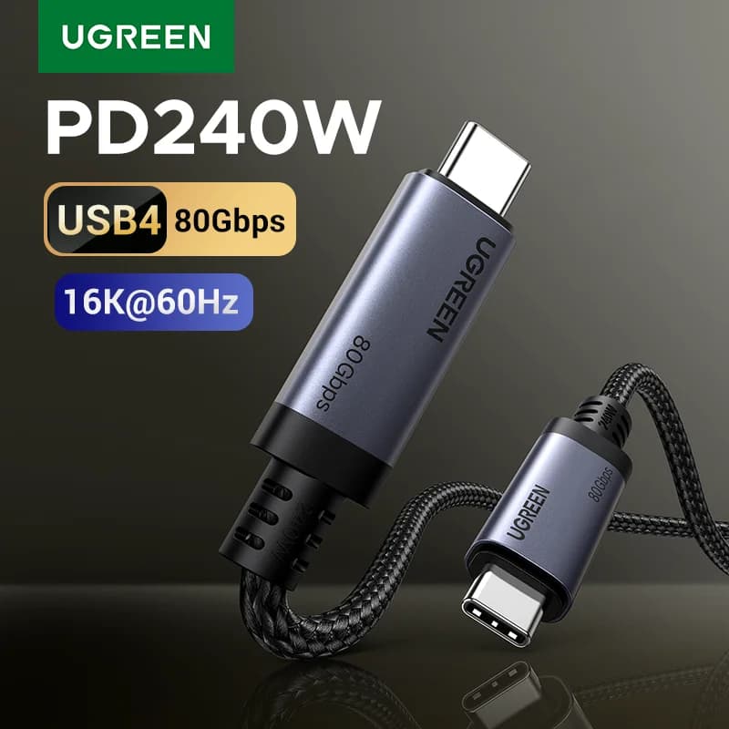 Kabel USB4 USB-C, PD 240W, Pemindahan Data 80Gbps