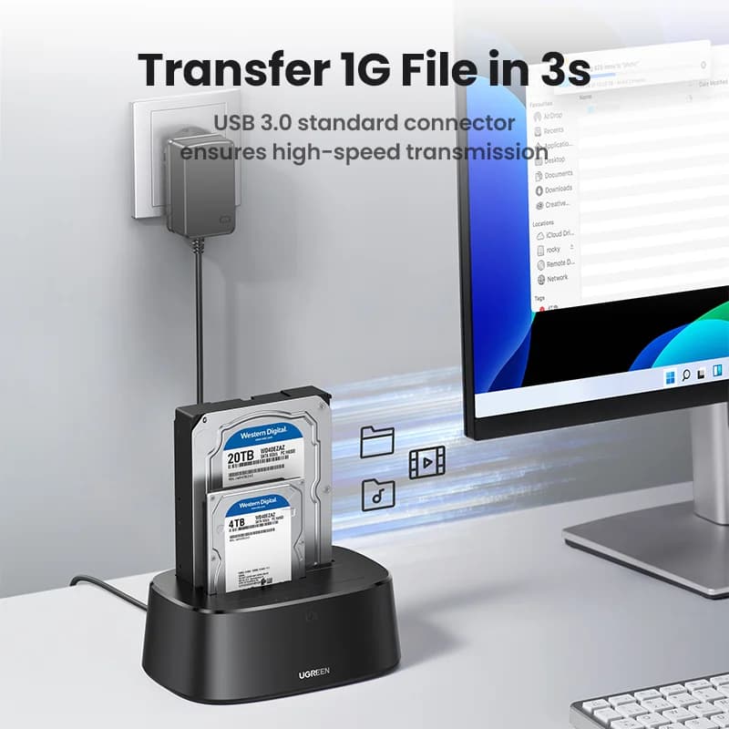 Stesen Docking HDD SATA ke USB 3.0 Dua Bay