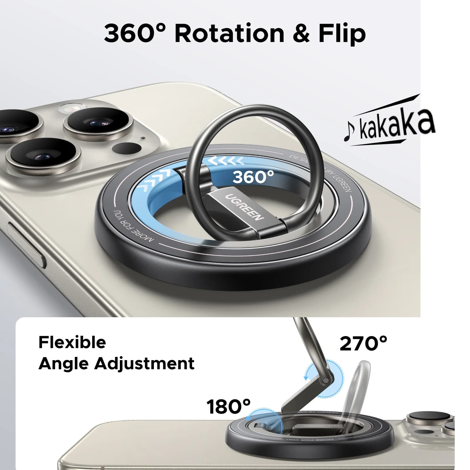 Pemegang Cincin Telefon Magnet Dua Sisi dengan Putaran 360°
