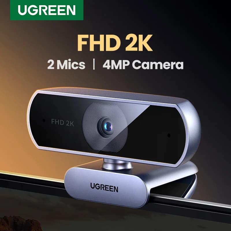 Webcam USB HD 2K dengan Mikrofon Berganda