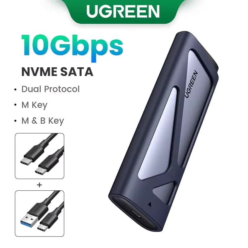 Sarung SSD M.2 NVMe/SATA, USB-C 20Gbps
