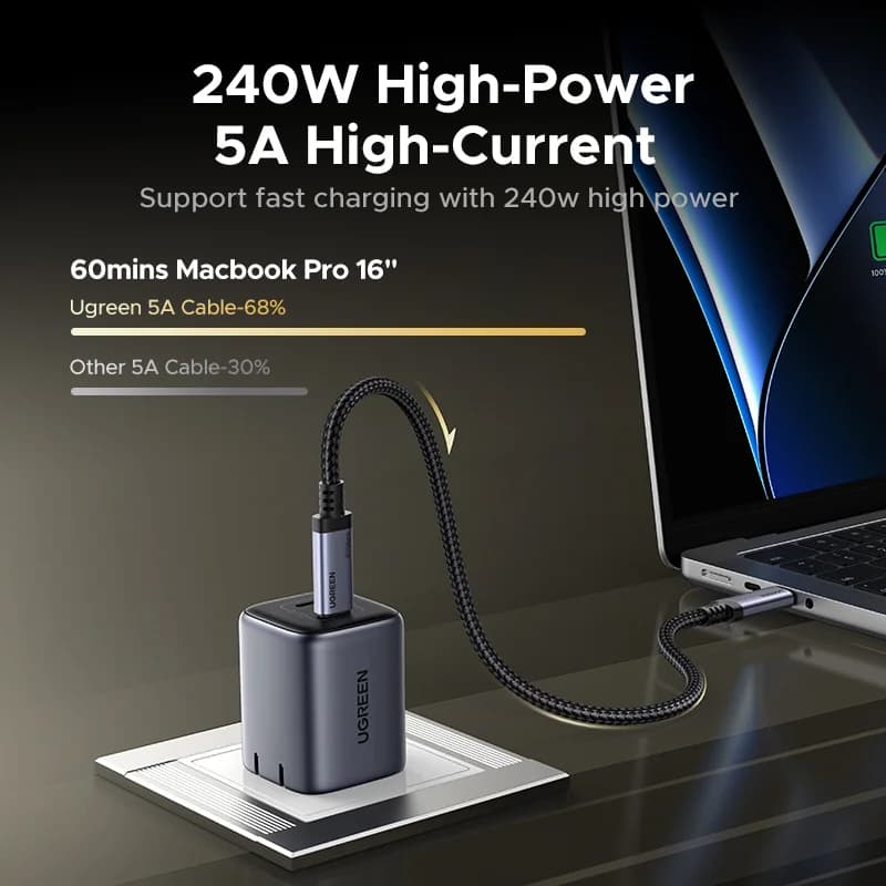 Kabel USB4 USB-C, PD 240W, Pemindahan Data 80Gbps