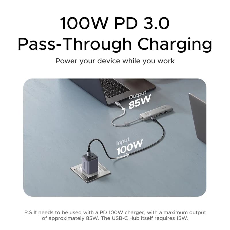 Hub USB-C dengan HDMI 4K, Data 10Gbps, dan Kunci Skrin