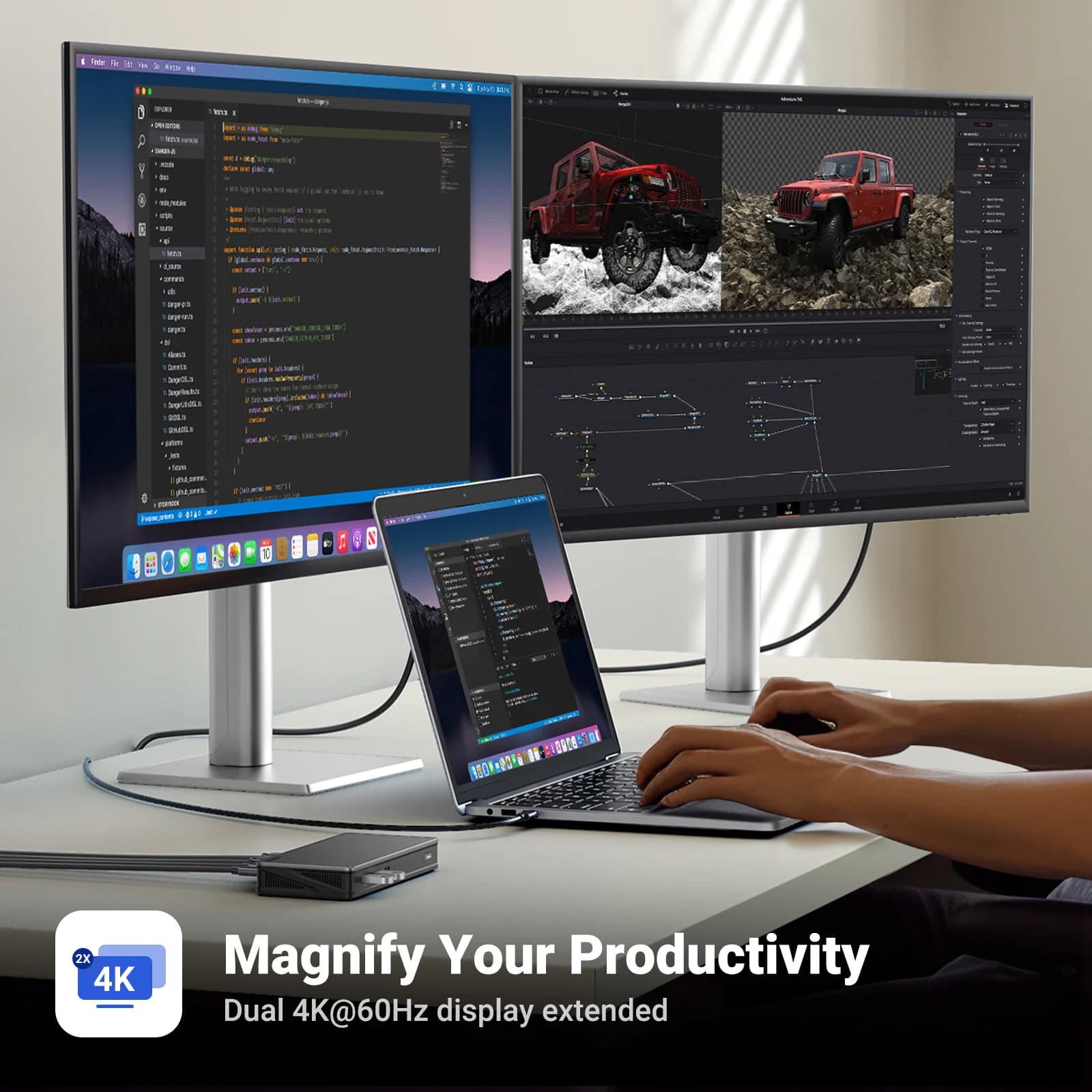 Stesen Docking DisplayLink dengan HDMI dan DP Dual 4K